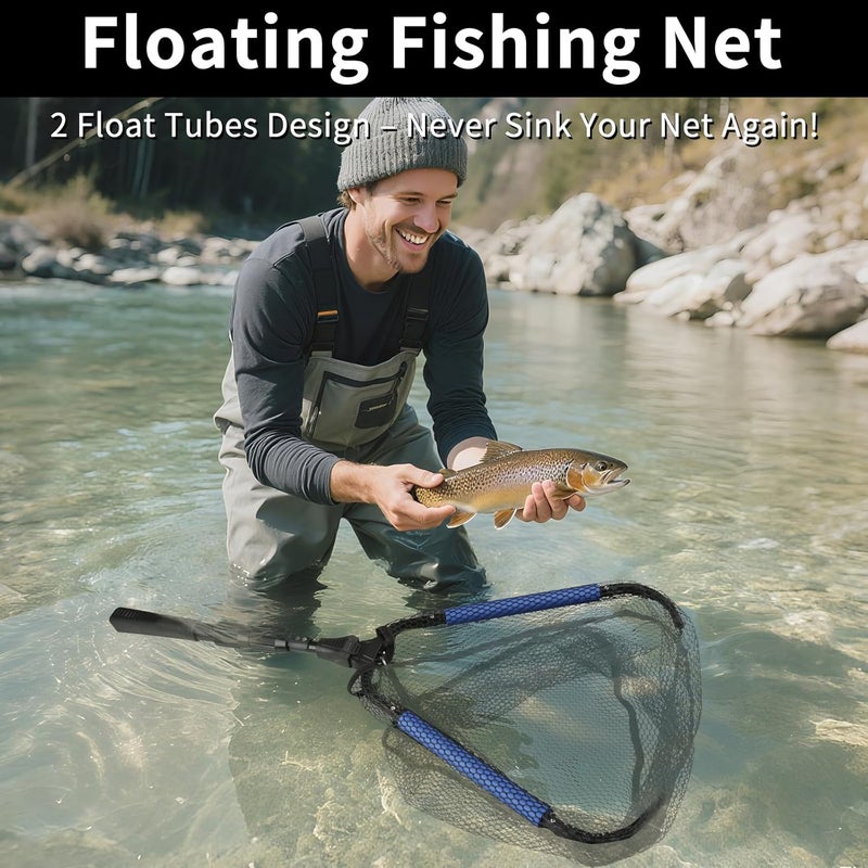 Yeahmart Fishing Net Minnow Nets with Aluminum Collapsible Telescopic Fishing Pole Handle and Nylon Mesh, Small Fishing Landing Net for Saltwater Freshwater, Kids, Men, Women, Extends to 21-75 inch - Image 2